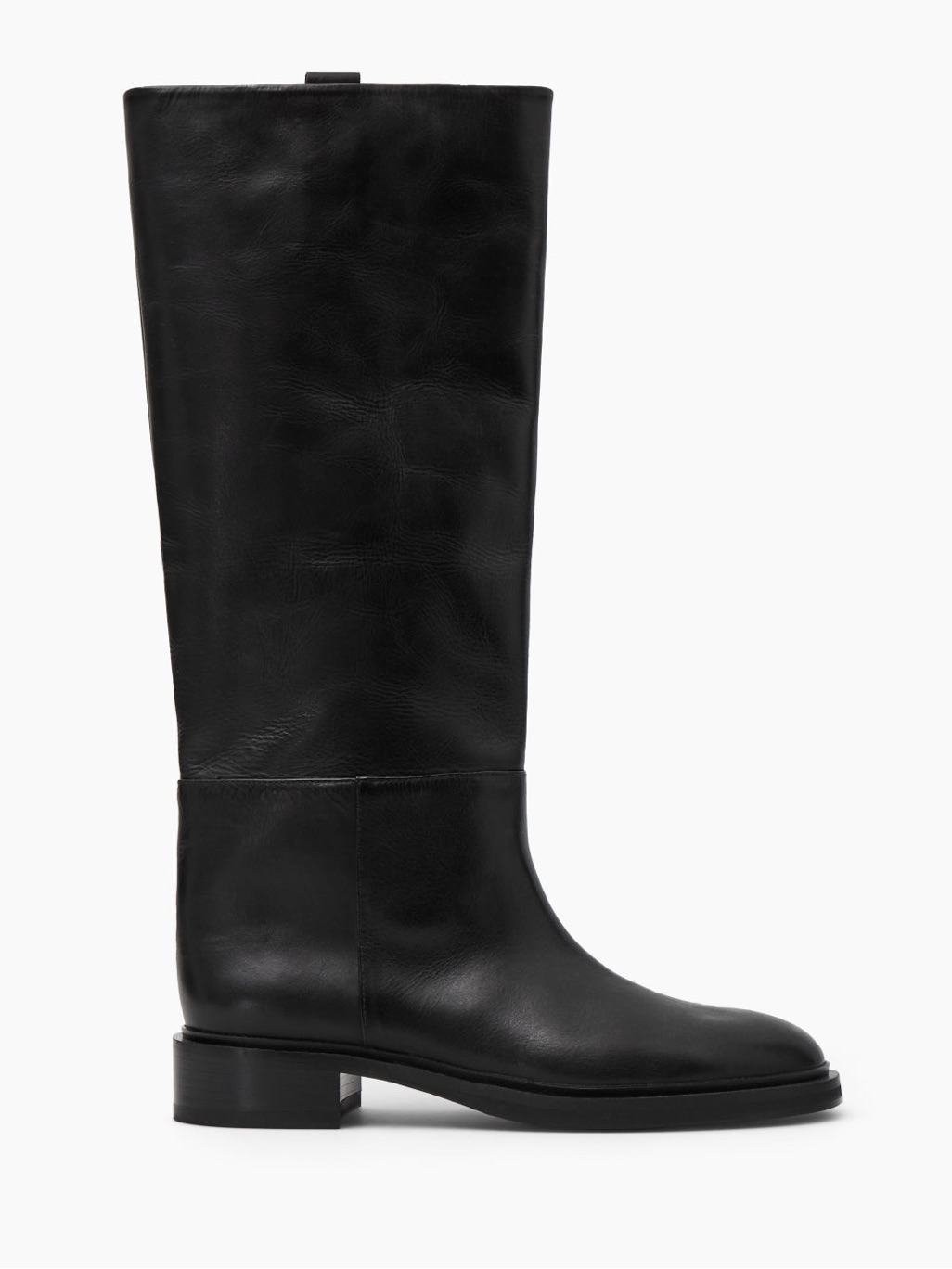 Cos Black Leather Knee-High Riding Boots